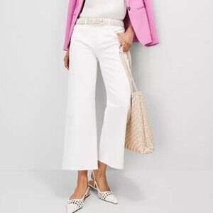 Ann Taylor Petite Wide Leg Crop White Jean Size Petite 10  NWT
